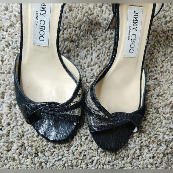 Jimmy Choo snakeskin lace heel sandals size 36.5 - Picture 3 of 10